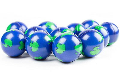 3 Pack  Earth World Globe Stress  Balls, Squeeze Toys,  2" Hand Exercise Ball