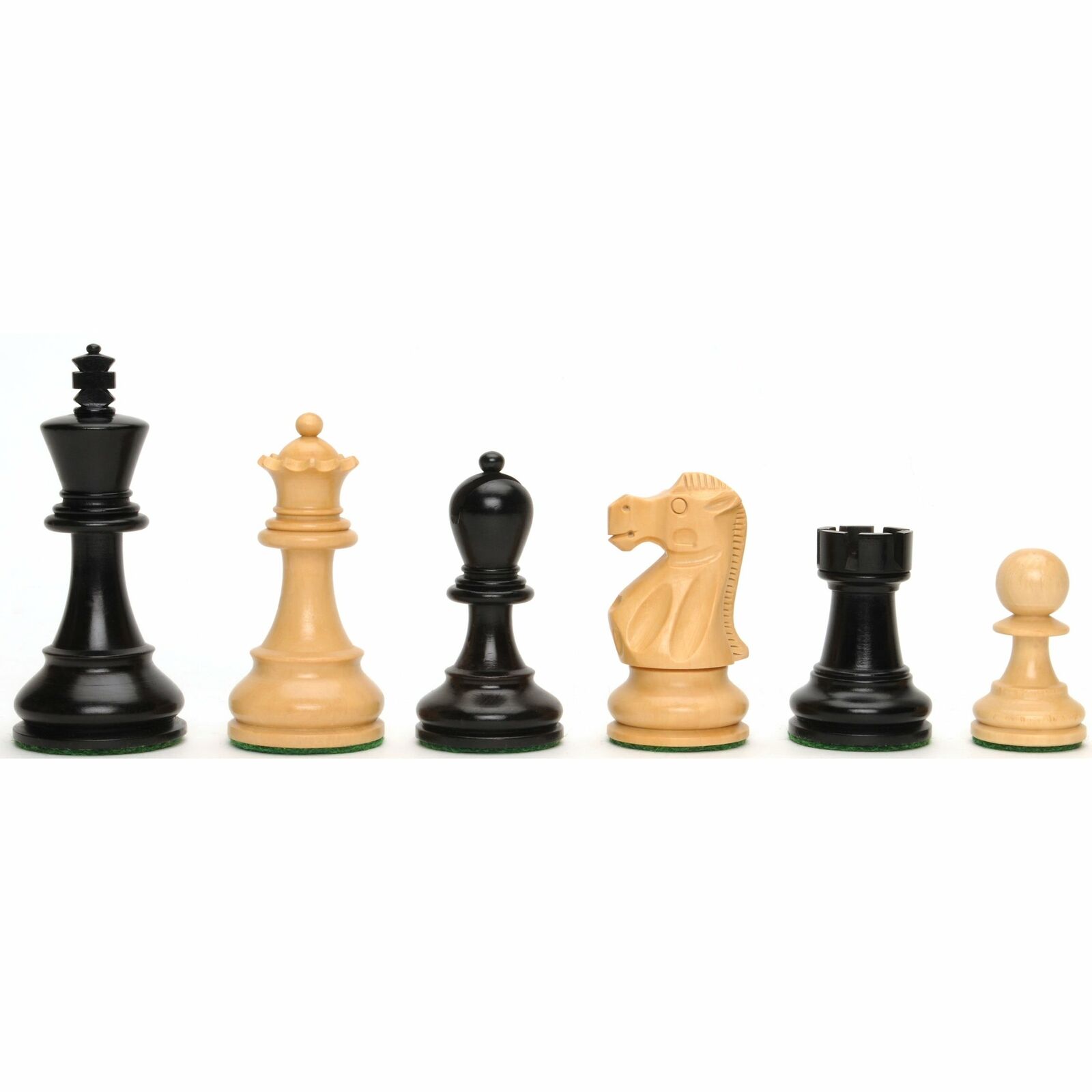 We Games Jacques Chess Pieces, Weighted, Black Stained Wood With 3.5 In. King